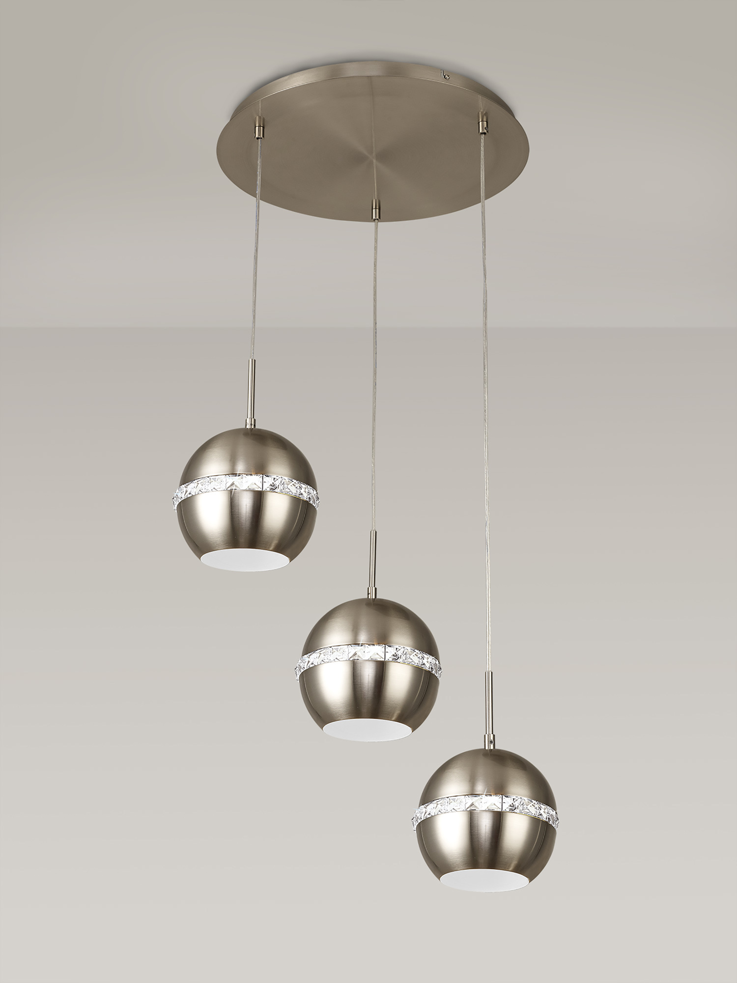 Andrea Satin Nickel Crystal Ceiling Lights Diyas Multiple Crystal Pendants Andrea Satin Nickel Crystal Ceiling Lights Diyas Multiple Crystal Pendants